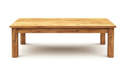 Fototapeta premium A plain wooden table isolated on a white background, ideal for showcasing products or promotional displays.
