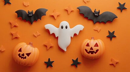 Fototapeta premium Happy halloween holiday concept. Halloween decorations
