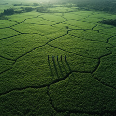 Top view of green fields in indian map shape