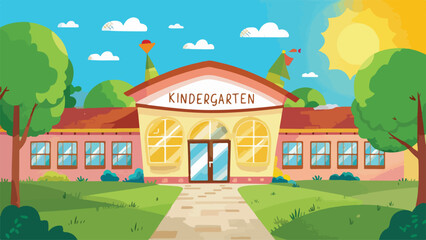 A simplistic flat illustration of a kindergarten layout