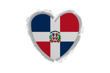 Obraz premium World countries. Heart- frame ripped paper on white background. Dominican Republic