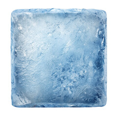 Square ice block featuring a frosted, textured surface. Ideal for food styling, beverage presentations, and creative visuals. Isolated on transparent background, png.
