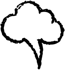 Oval and round cloudy chalk, crayon hand drawing speech bubble. Grunge texture illustration for design template business presentation, school education.