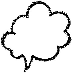 Oval and round cloudy chalk, crayon hand drawing speech bubble. Grunge texture illustration for design template business presentation, school education.