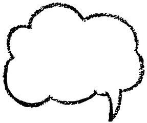 Oval and round cloudy chalk, crayon hand drawing speech bubble. Grunge texture illustration for design template business presentation, school education.