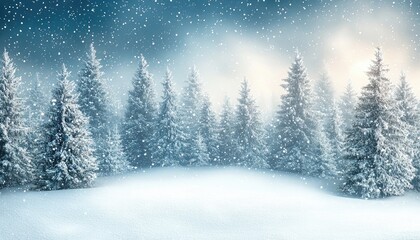 Snowy Forest Landscape with Sunbeams