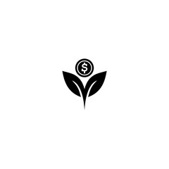 Money tree growth icon isolated on white background