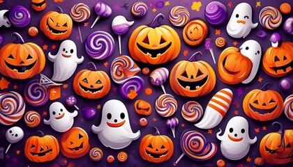 ハロウィンの楽しいデザインがパターン化された背景