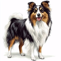 Graceful Shetland Sheepdog Clipart Illustration for Crafting and Digital Design Projects | High Resolution Dog Graphic on White Background