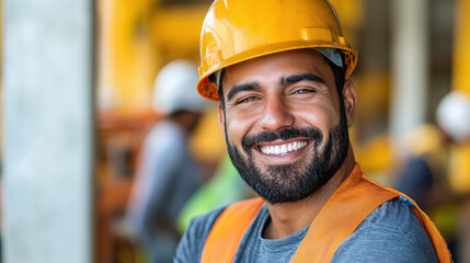 Happy of bangladesh team worker working at driving construction site. Man smiling with workers in construction industry.