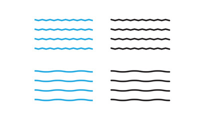 Sea wave icon set. Water logo, line ocean symbol in vector flat
