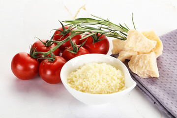 Shredded Italian hard parmesan cheese