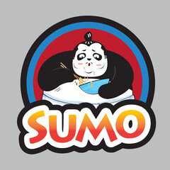 Fototapeta premium Sumo wrestler Logo sign. Fat, overweight man. Traditional sport of Japan. Branding Identity Corporate vector logo design Flat Style