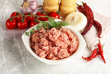Raw minced pork uncooked meat