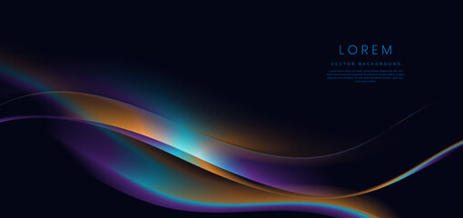 Colorful wave and light on black background. You can use for ad, poster, template, business presentation.