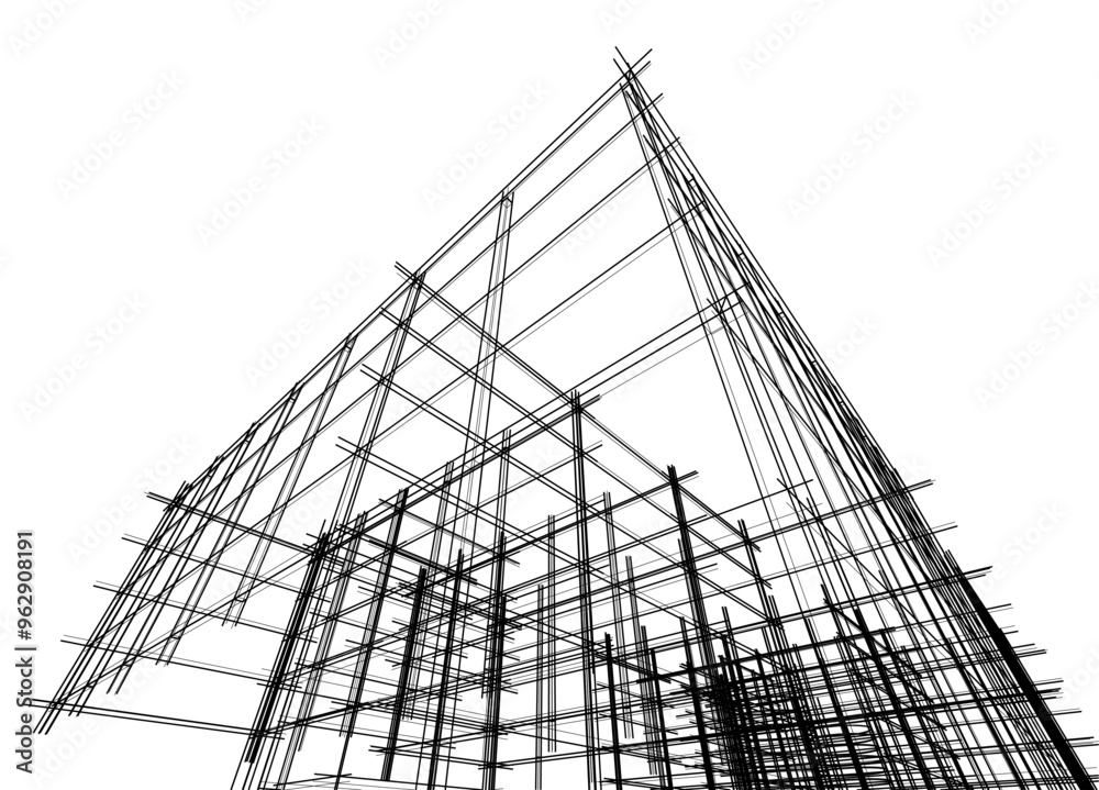 Wall mural building 3d structure. architectural background.
