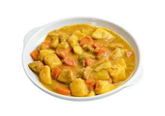 pork curry with plate isolated