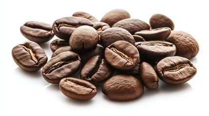 Fototapeta premium Close-Up Of Coffee Beans On White Background Perfect For Coffee Lovers And Gourmet Concepts