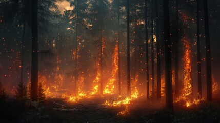 Fototapeta premium Incendie, feu de forÃªt