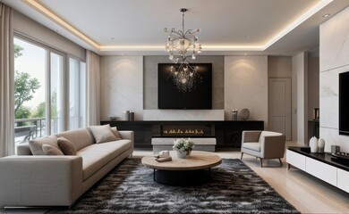 Fototapeta premium modern luxury living room interior design