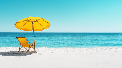 A vibrant beach umbrella standing tall on a sandy shore, offering shade and comfort under the warm summer sun.