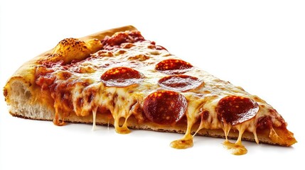 A slice of pizza with gooey cheese and pepperoni, perfect for food or party-themed clipart