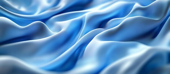 Obraz premium Abstract blue fabric background with smooth folds and curves.