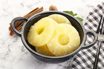 Sweet Canned pineapple in the bowl