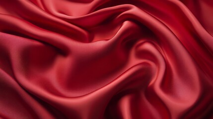 Fototapeta premium Background of Vibrant Red Silk. Luxurious Fabric with a Rich, Glossy Sheen.