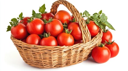 Fresh Ripe Tomatoes in a Wicker Basket, Ready for a Delicious Meal