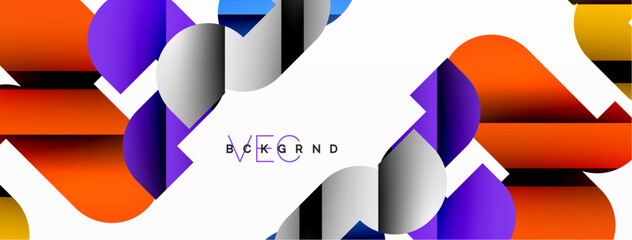 Abstract background. Colorful geometric curve shapes with black shadow lines effects