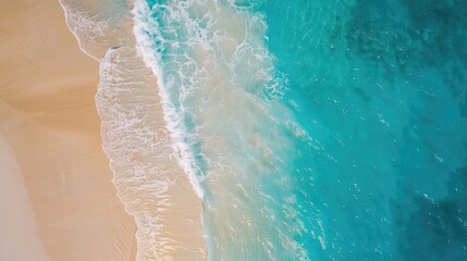 Aerial UAV drone shot of beautiful sandy beach with turquoise water