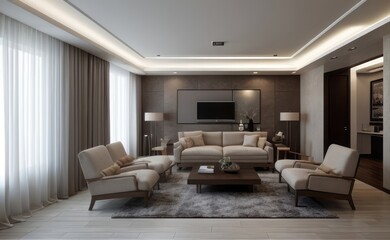 Fototapeta premium Modern luxury living room interior design