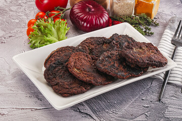 Liver pancakes in the bowl