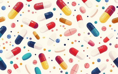 Colorful Pills and Capsules Seamless Pattern