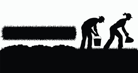 Vector silhouette set of workers or laborers illustration template