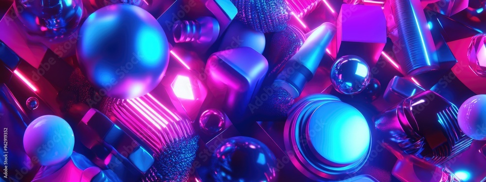 Aufkleber Abstract background featuring various elements created through 3D illustration and rendering