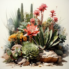 Obraz premium Elegant Depiction of Tropical and Mediterranean Plants in a Botanical Illustration