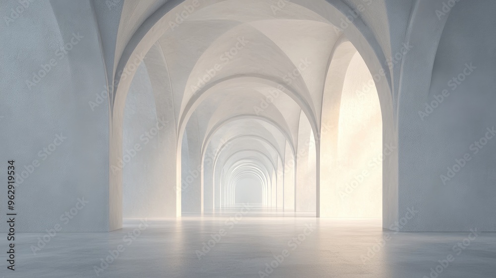 Poster empty arched passage in a 3d render showcasing architectural interior