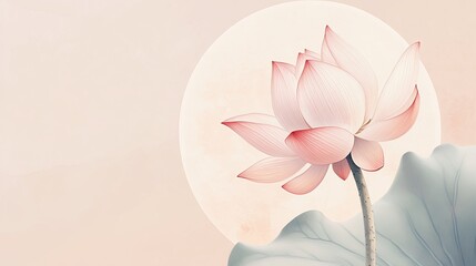 Obraz premium a lotus flower gradually opening its petals within a simple circular frame, representing emotional growth and enlightenment