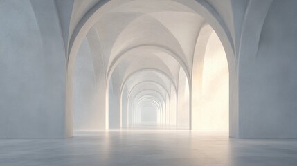 Empty arched passage in a 3D render showcasing architectural interior
