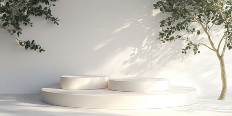 Abstract display podium for products on a white background 3D render