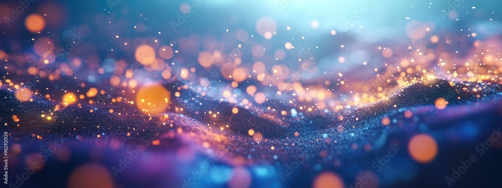 Poster Stunning backdrop featuring beads particles and simulation in a 3D illustration and rendering