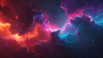 Abstract neon fractal wallpaper with space ibrant abstract background of colorful fractal lightning bolts is striking and makes for a dynamic wallpaper, Generative AI
