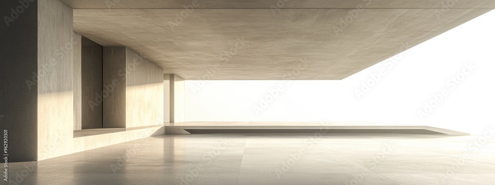 Aufkleber Abstract modern architecture design featuring an empty open interior space 3D rendering