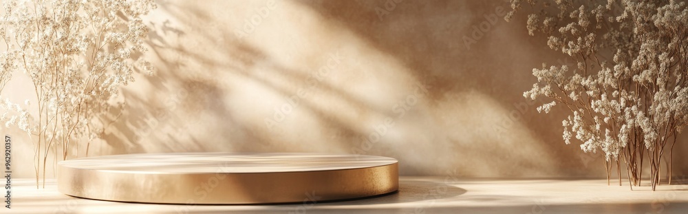 Poster elegant abstract metal podium background for cosmetic branding and product showcase 3d rendering ill