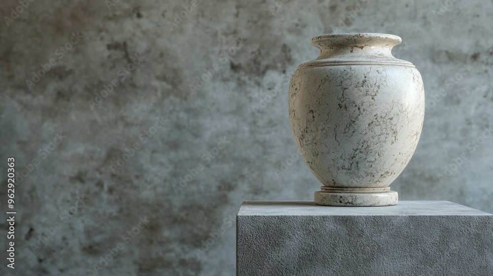 Aufkleber stone vase displayed on a podium high resolution 3d representation
