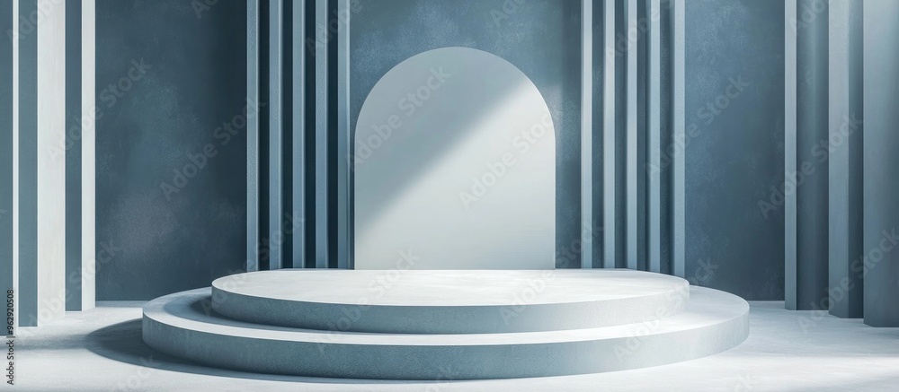 Poster Abstract geometric scene with podium in 3D rendering