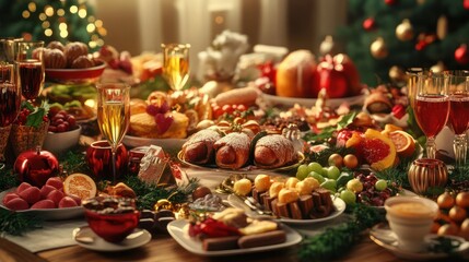 Fototapeta premium Christmas new year celebration feast