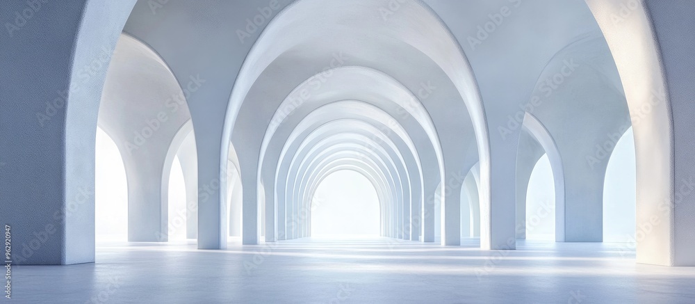 Poster Abstract background of arched interiors in a 3D architectural rendering